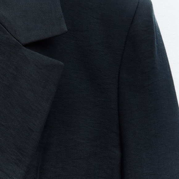 NWT ZARA CROPPED SHOULDER PAD NAVY BLAZER XS - Picture 5 of 9